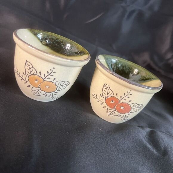 Vintage BAKERITE BAKE RITE OVEN WARE Japan Flower Stoneware Stone Ramekins 2 - Picture 5 of 12